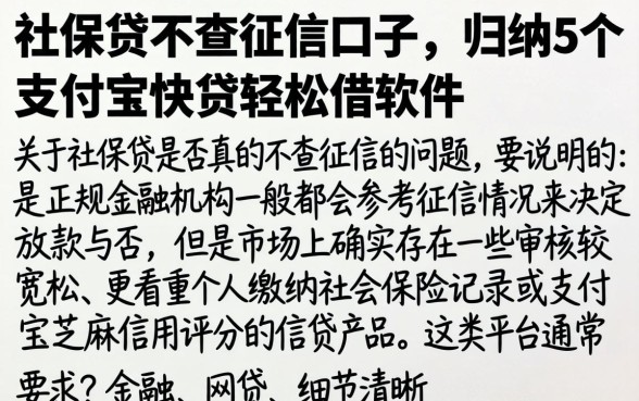 社保贷不查征信口子，归纳5个支付宝快贷轻松借软件