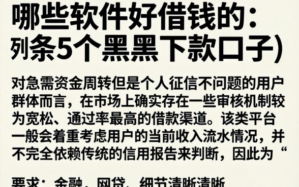 哪些软件好借钱的，条列5个黑户下款口子