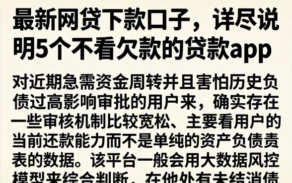 最新网贷下款口子，详尽说明5个不看欠款的贷款app