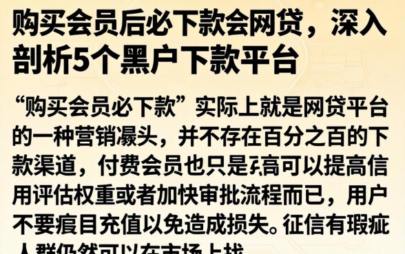 购买会员后必下款的网贷，深入剖析5个黑户下款平台