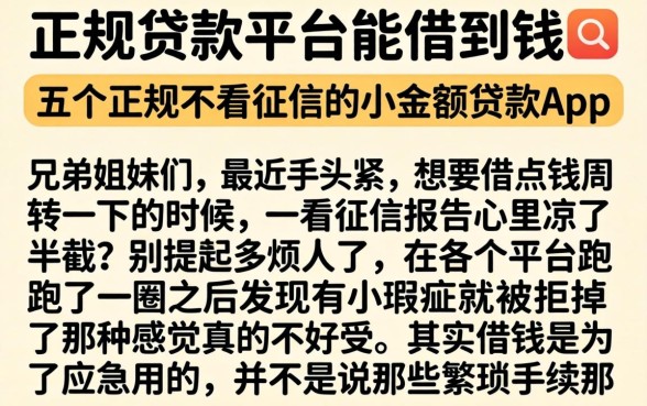 正规贷款平台能借到钱的，细致阐述五个正规不看征信的小额贷款app