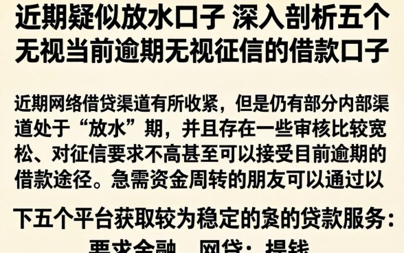 近期疑似放水口子，深入剖析五个无视当前逾期无视征信的借款口子