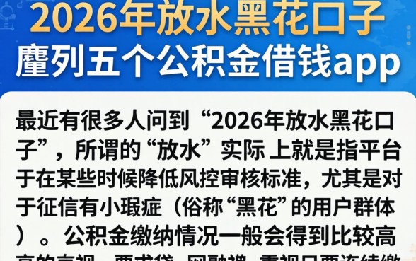 2026年放水黑花口子,胪列五个公积金借钱app