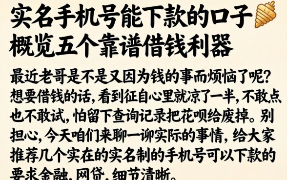 实名手机号能下款的口子，概览五个靠谱借钱利器
