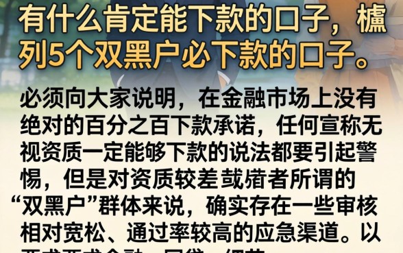 有什么肯定能下款的口子，胪列5个双黑户必下款的口子