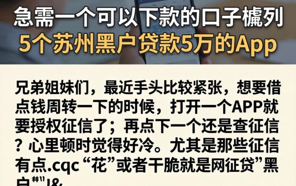 急需一个可以下款的口子，胪列5个苏州黑户贷款5万的app
