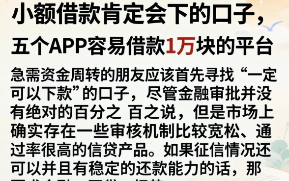 小额借款肯定会下的口子，详细阐述五个APP容易借款1万块的平台