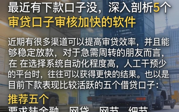 最近有下款的口子没，深入剖析5个审贷口子审核加快的软件