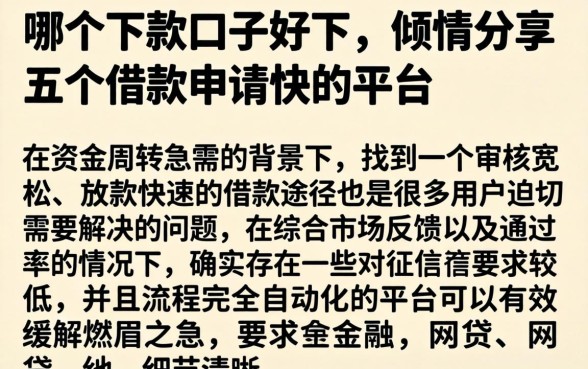 哪个下款口子好下，倾情分享五个借款申请快的平台