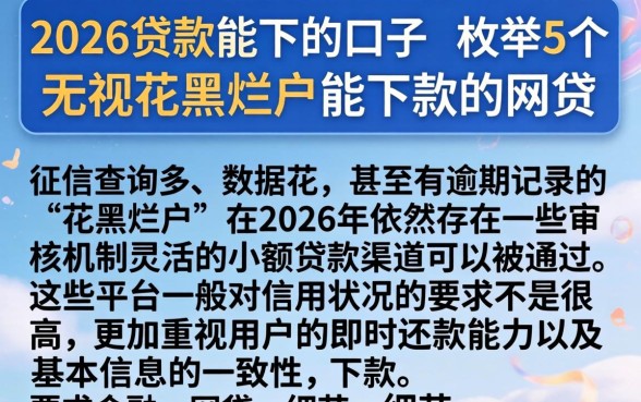 2026贷款能下的口子,枚举5个无视花黑烂户能下款的网贷