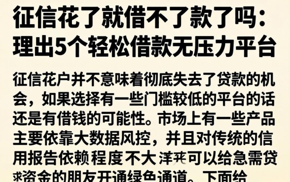征信花了就借不了款了吗，理出5个轻松借款无压力平台
