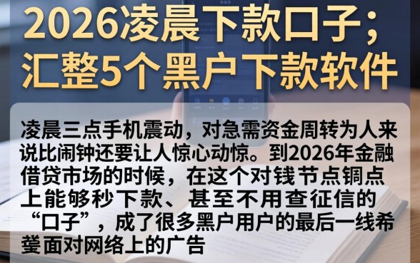 2026凌晨下款的口子，汇整5个黑户下款软件