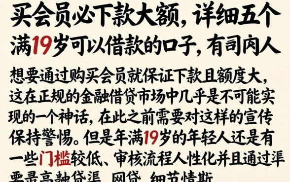 买会员必下款大额，详细阐述五个满19岁可以借款的口子