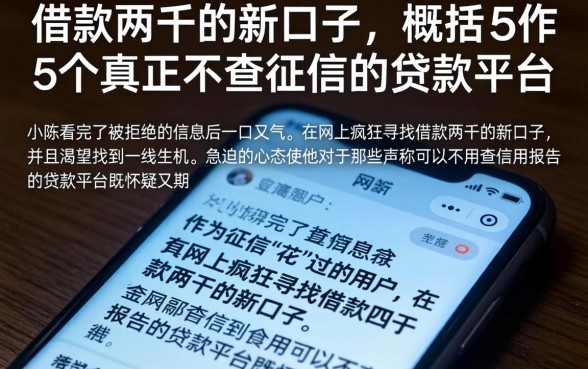 借款两千的新口子，概括5个真正不查征信的贷款平台