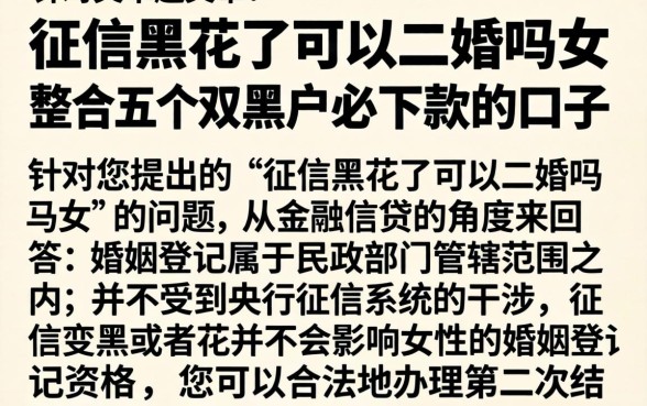 征信黑花了可以二婚吗女，整合五个双黑户必下款的口子