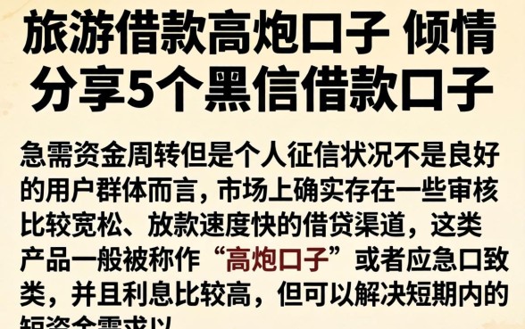 旅游借款高炮口子，倾情分享5个黑户借款口子