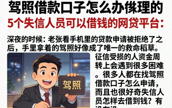 驾照借款口子怎么办理的，详细阐述5个失信人员可以借钱的网贷平台