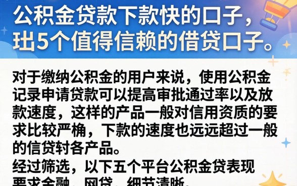 公积金贷款下款快的口子，理出5个值得信赖的借贷口子