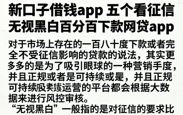 新口子借钱app，概括五个不看征信无视黑白百分百下款网贷app