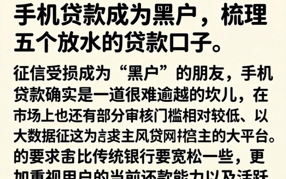 手机贷款成为黑户，梳理五个放水的贷款口子