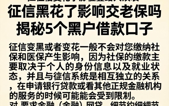 征信黑花了影响交老保吗，揭秘5个黑户借款口子