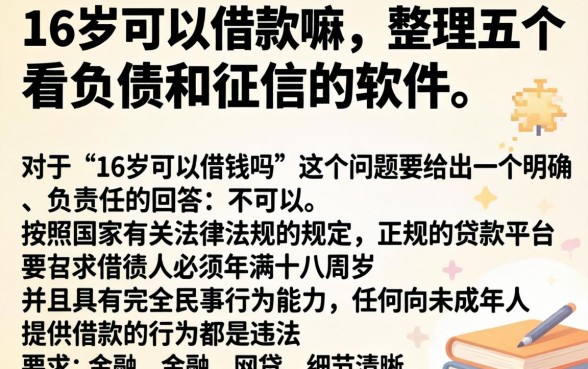16岁可以借款嘛，整理五个不看负债和征信的软件