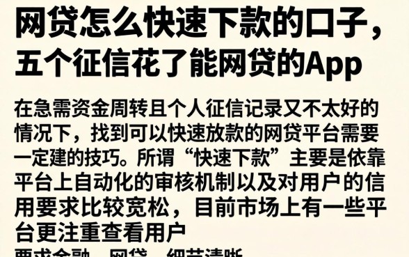 网贷怎么快速下款的口子，详细阐述五个征信花了能网贷的app
