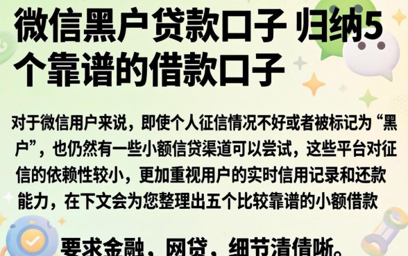 微信黑户贷款口子，归纳5个靠谱的借款口子