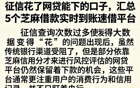征信花了网贷能下的口子，汇总5个芝麻借款实时到账速借平台