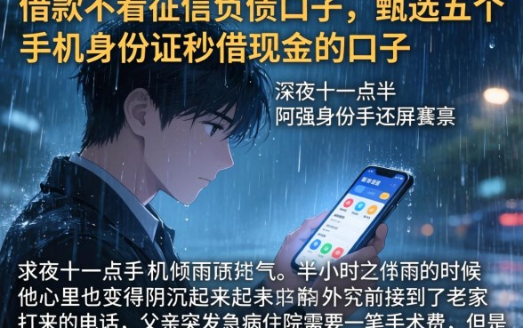 借款不看征信负债的口子，甄选五个手机身份证秒借现金的口子
