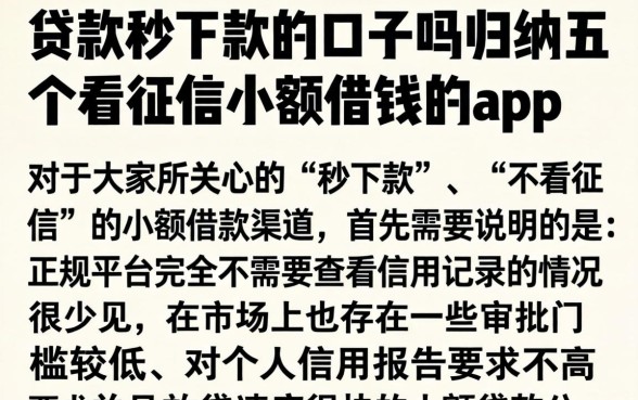 贷款秒下款的口子吗，归纳五个不看征信小额借钱的app