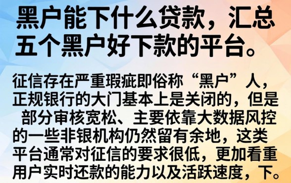 黑户能下什么贷款,汇总五个黑户好下款的平台
