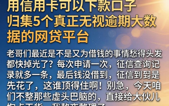 用信用卡可以下款的口子，归集5个真正无视逾期大数据的网贷平台