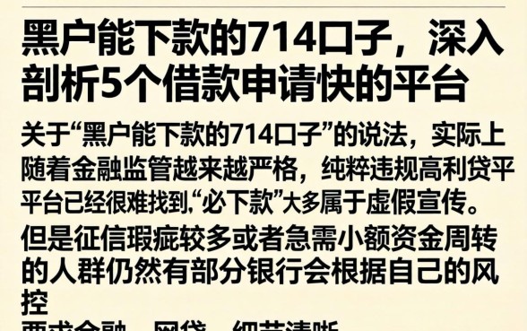 黑户能下款的714口子，深入剖析5个借款申请快的平台