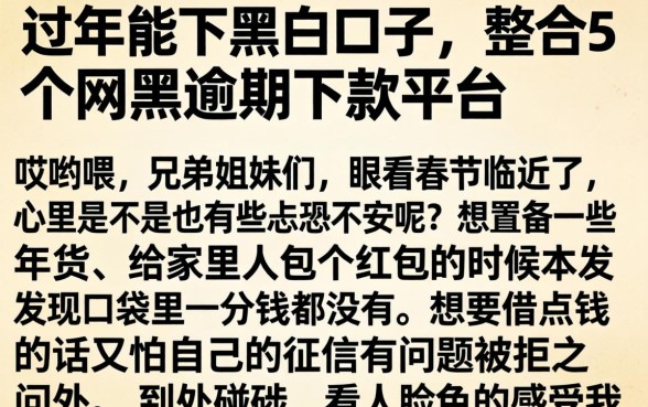 过年能下黑白口子，整合5个网黑逾期下款平台