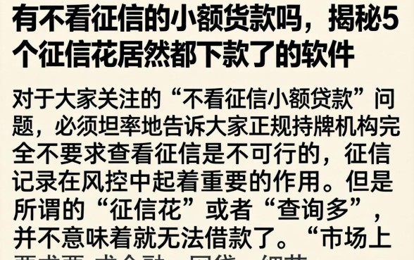 有不看征信的小额货款吗，揭秘5个征信花居然都下款了的软件