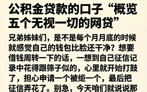 公积金贷款的口子,概览五个无视一切的网贷