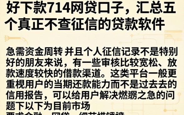 好下款的714网贷口子，汇总五个真正不查征信的贷款软件