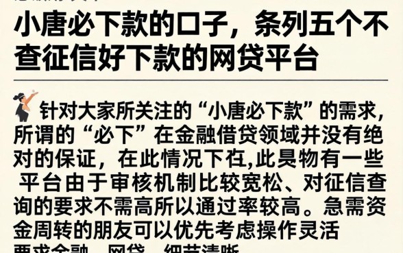 小唐必下款的口子,条列五个不查征信好下款的网贷平台