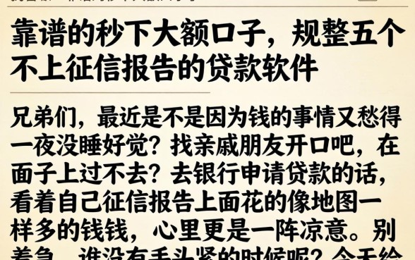 靠谱的秒下大额口子，规整五个不上征信报告的贷款软件