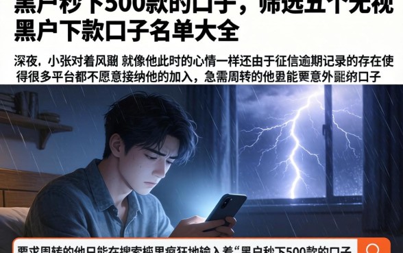 黑户秒下500款的口子，筛选五个无视黑户下款口子名单大全