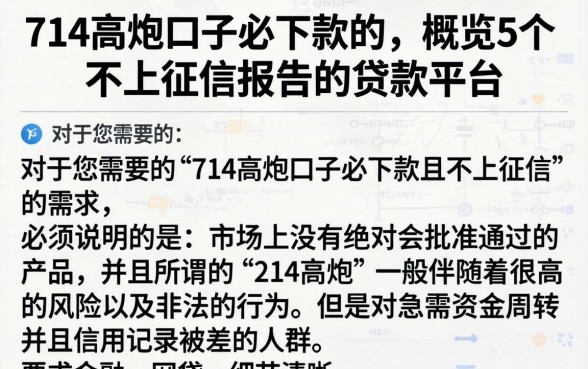 714高炮口子必下款的，概览5个不上征信报告的贷款平台