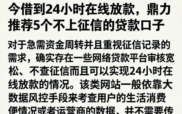 今借到24小时在线放款,鼎力推荐5个不上征信的贷款口子