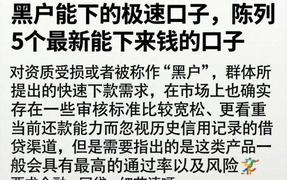 黑户能下的极速口子,陈列5个最新能下来钱的口子