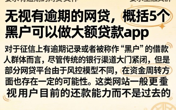 无视有逾期的网贷，概括5个黑户可以做大额贷款app
