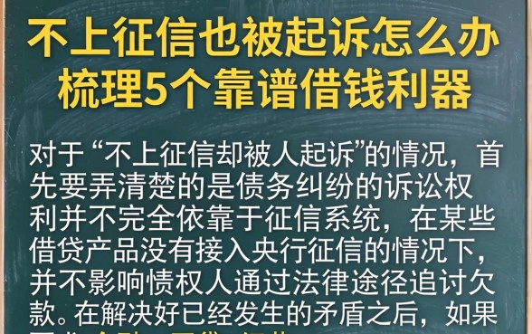 不上征信也被起诉怎么办,梳理5个靠谱借钱利器