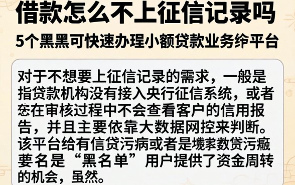 借款怎么不上征信记录吗，陈列5个黑户可快速办理小额贷款业务的平台