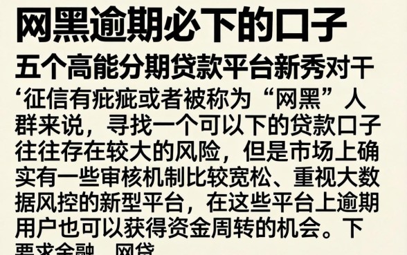 网黑逾期必下的口子，详细阐述五个高能分期贷款平台新秀
