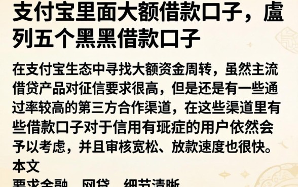 支付宝里面大额借款口子，胪列五个黑户借款口子
