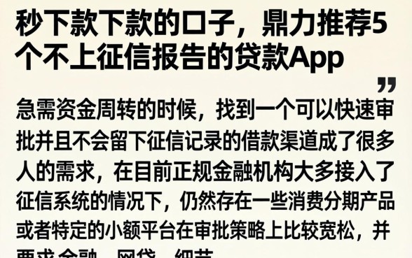 秒下款下款的口子，鼎力推荐5个不上征信报告的贷款app